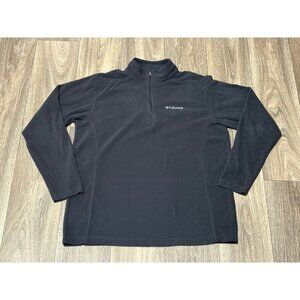 COLUMBIA MENS FLEECE PULLOVER 1/4 FRONT ZIP BLACK SWEATSHIRT SIZE M LIGHTWEIGHT